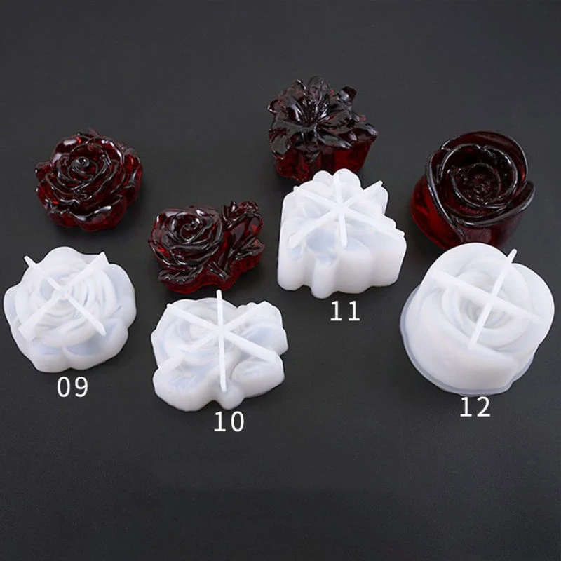 12 PCS 3D Flower Rose Silicone Mold Resin DIY Craft Mould Jewelry Making Tools Epoxy Casting Molds